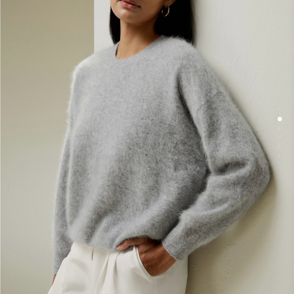 Lilysilk Brushed Cashmere Gray Women's Sweater